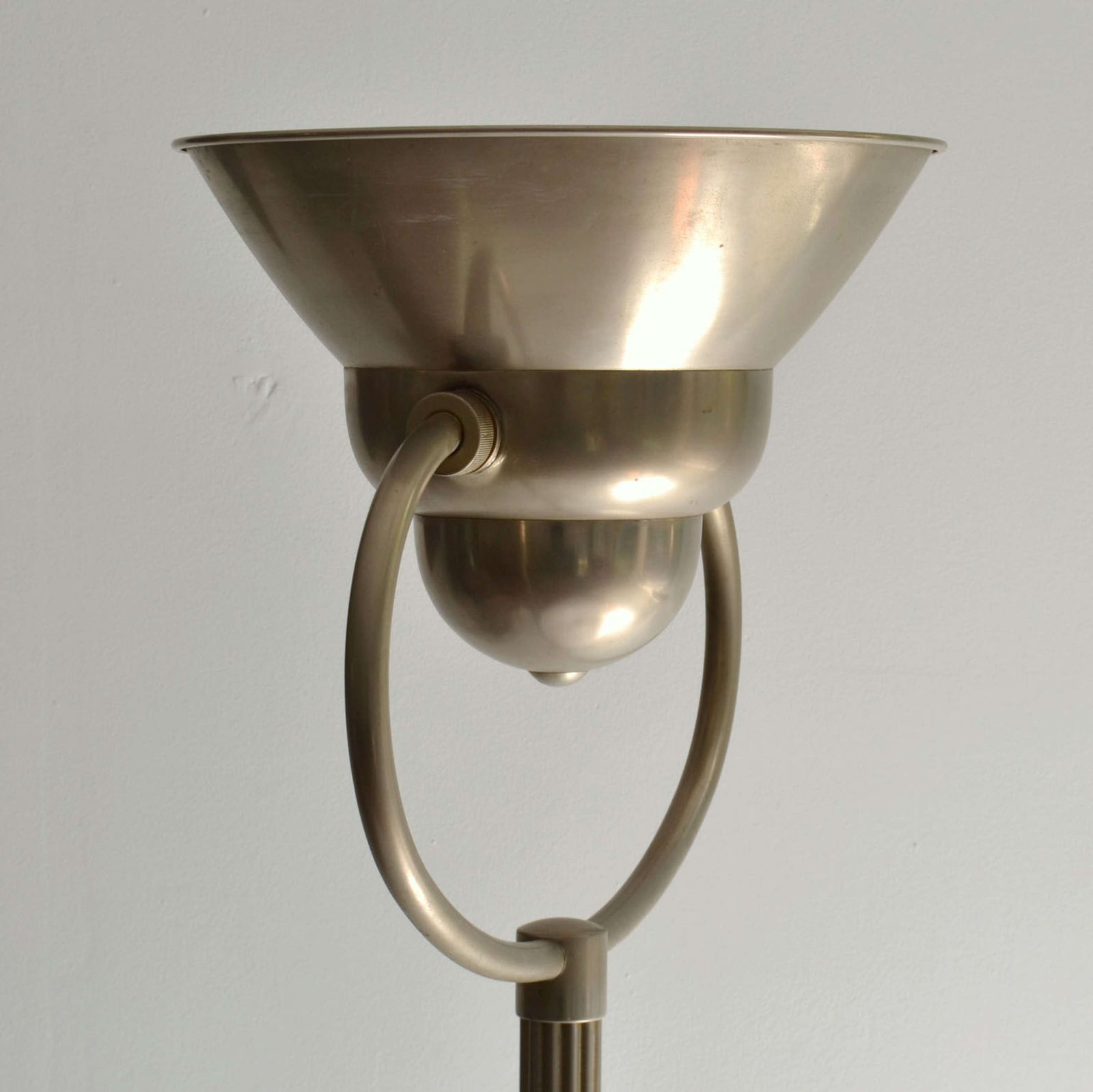 Art Deco Floor Lamp 1920's With Adjustable Shade In Nickel Attributed photo vintage