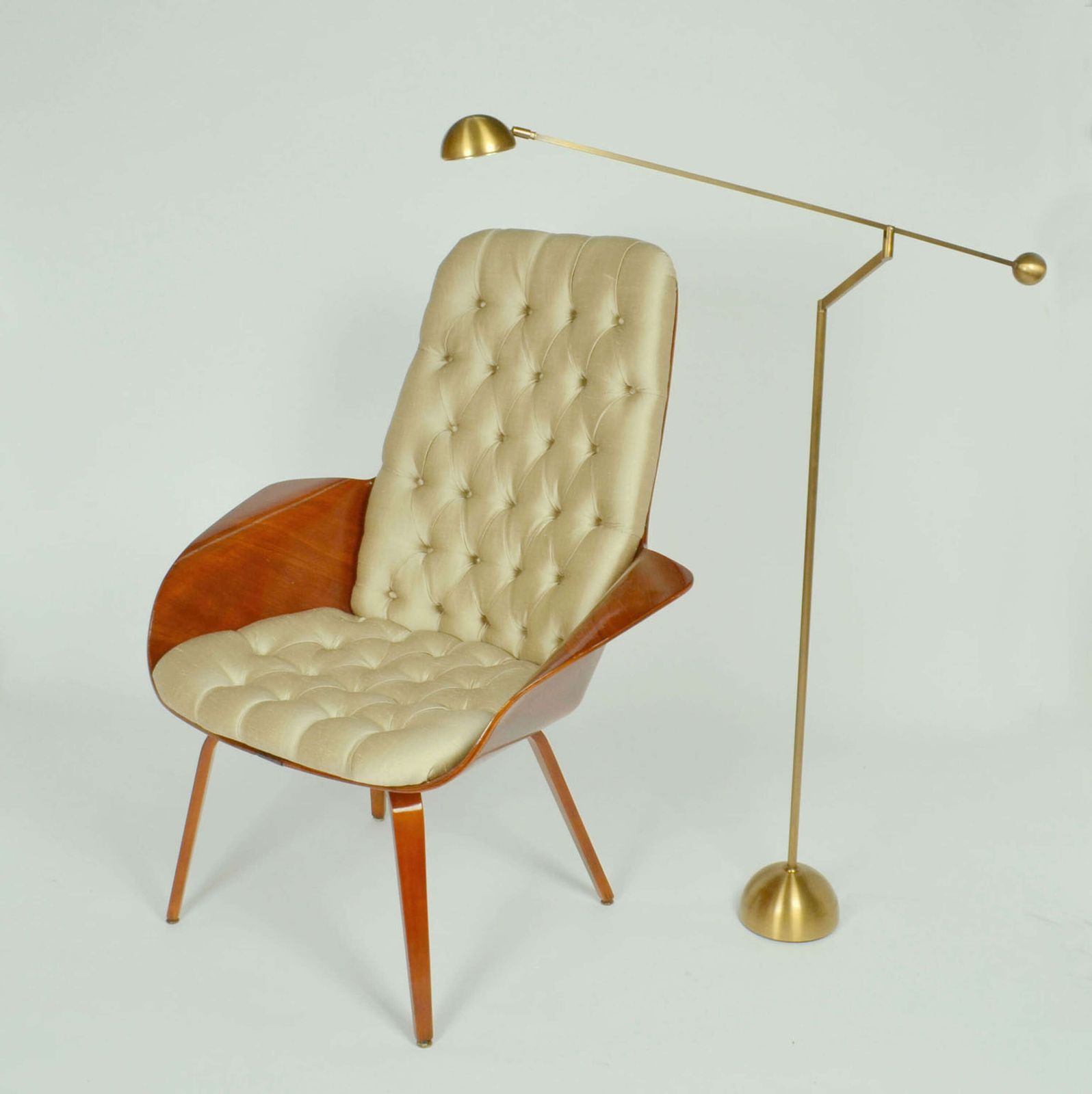 Pair Of Minimal Bronzed Brass Counter Balance Floor Lamps, 1970's photo 3800.0