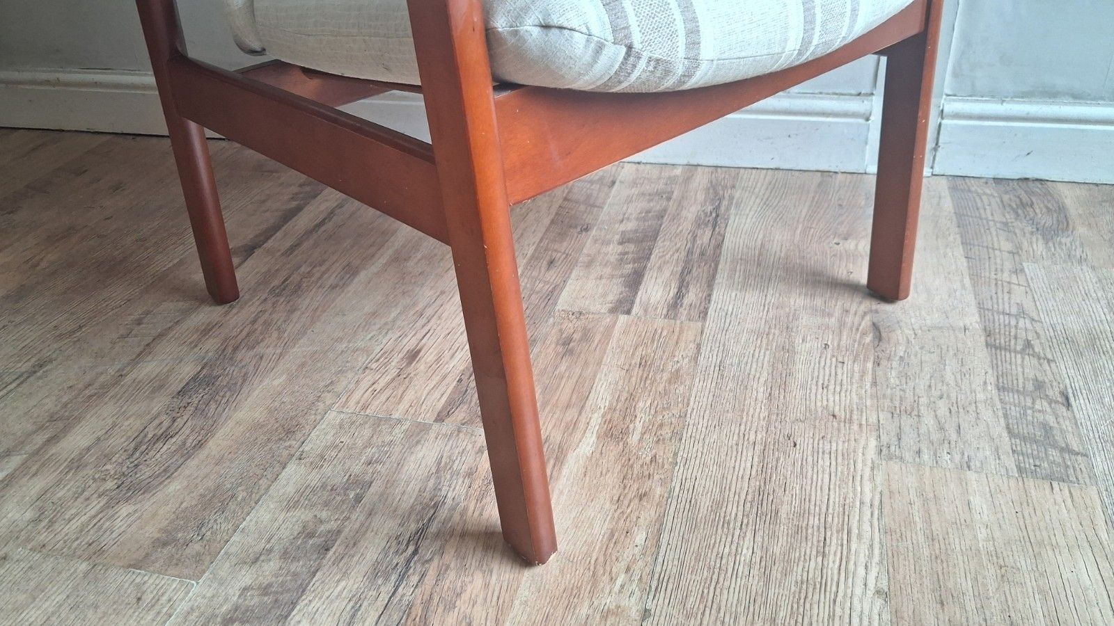 photo buy Super Cintique Mid  Century Teak Upholstered Armchair In Great Condition