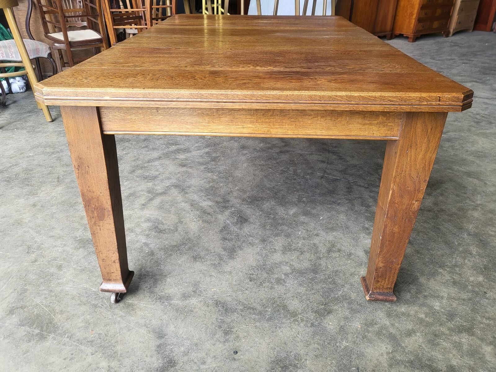 photo vinterior Antique Edwardian Oak Extending Dining Table Seat 8