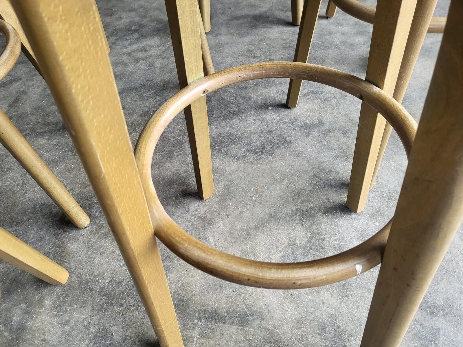 Seven 7 Tall Round Wooden Beech Bar Kitchen Pub Stools photo vintage