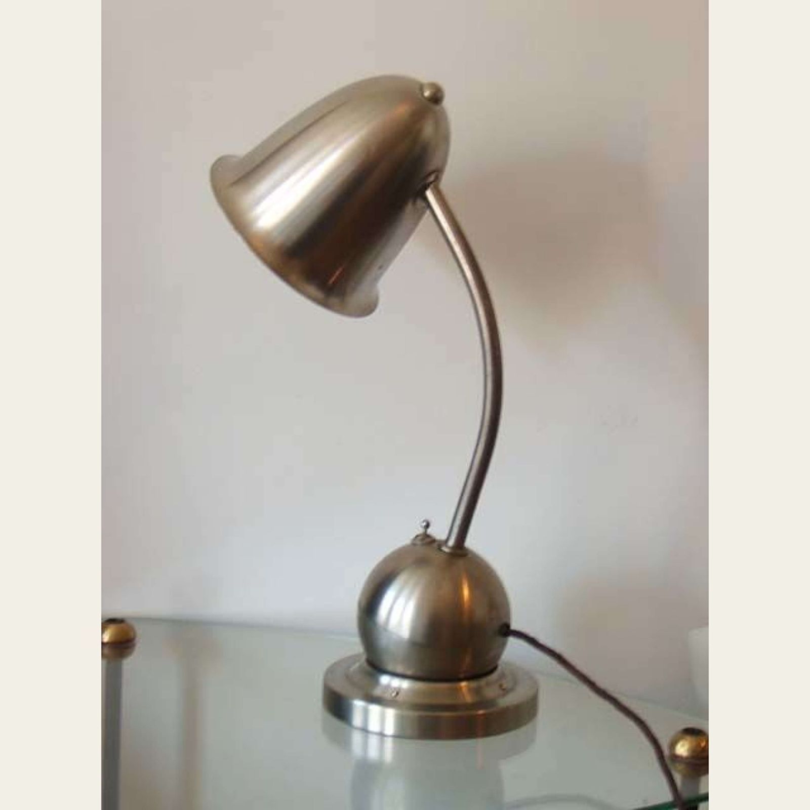 Modernist Pair Of Table Lamps Nickel By Daalderop, 1930s photo 2125.0