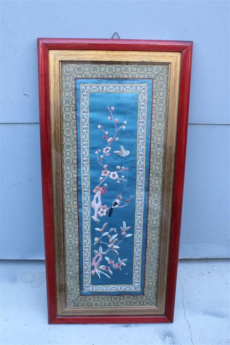 Colorful Silk Painting With Embroidered Flowers Birds And Trees China photo furniture