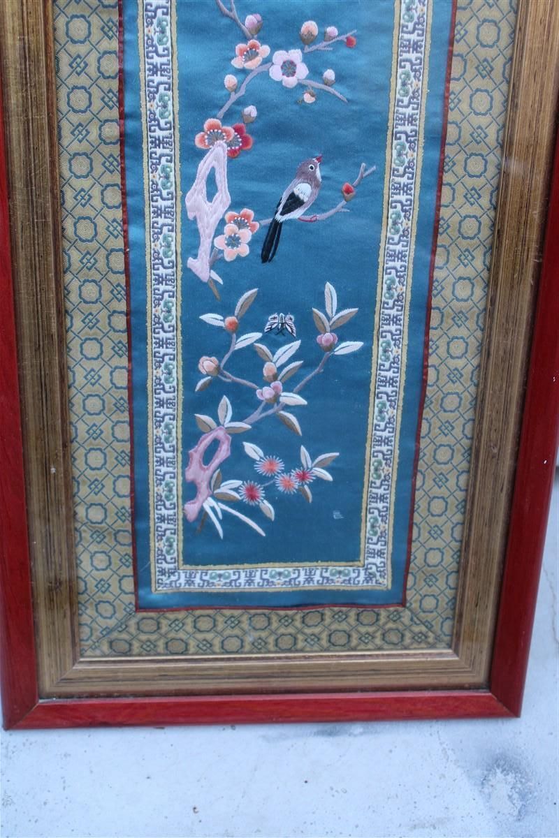 Colorful Silk Painting With Embroidered Flowers Birds And Trees China photo vinterior