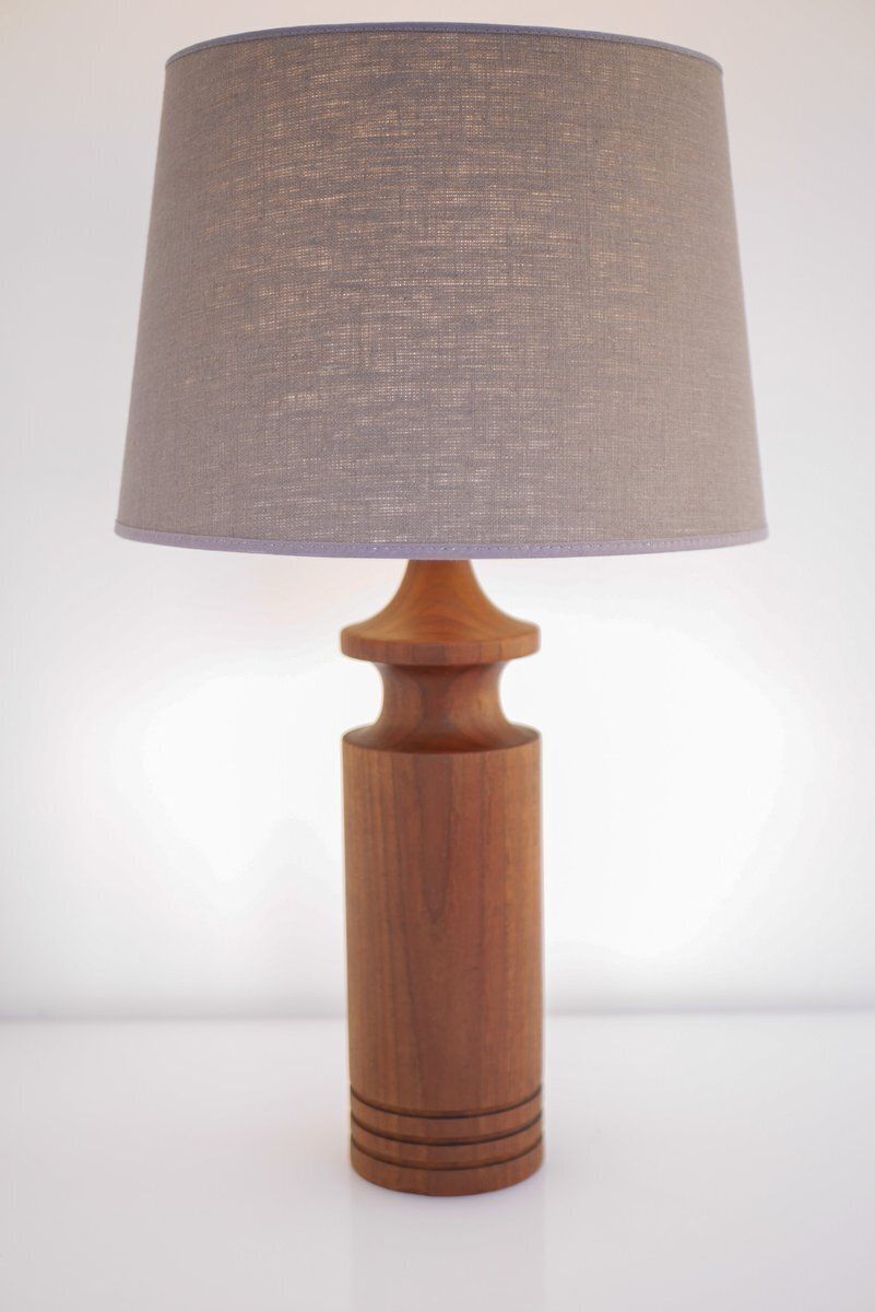 photo for sale Grote Mid Century Modern Deense Teakhouten Tafellamp