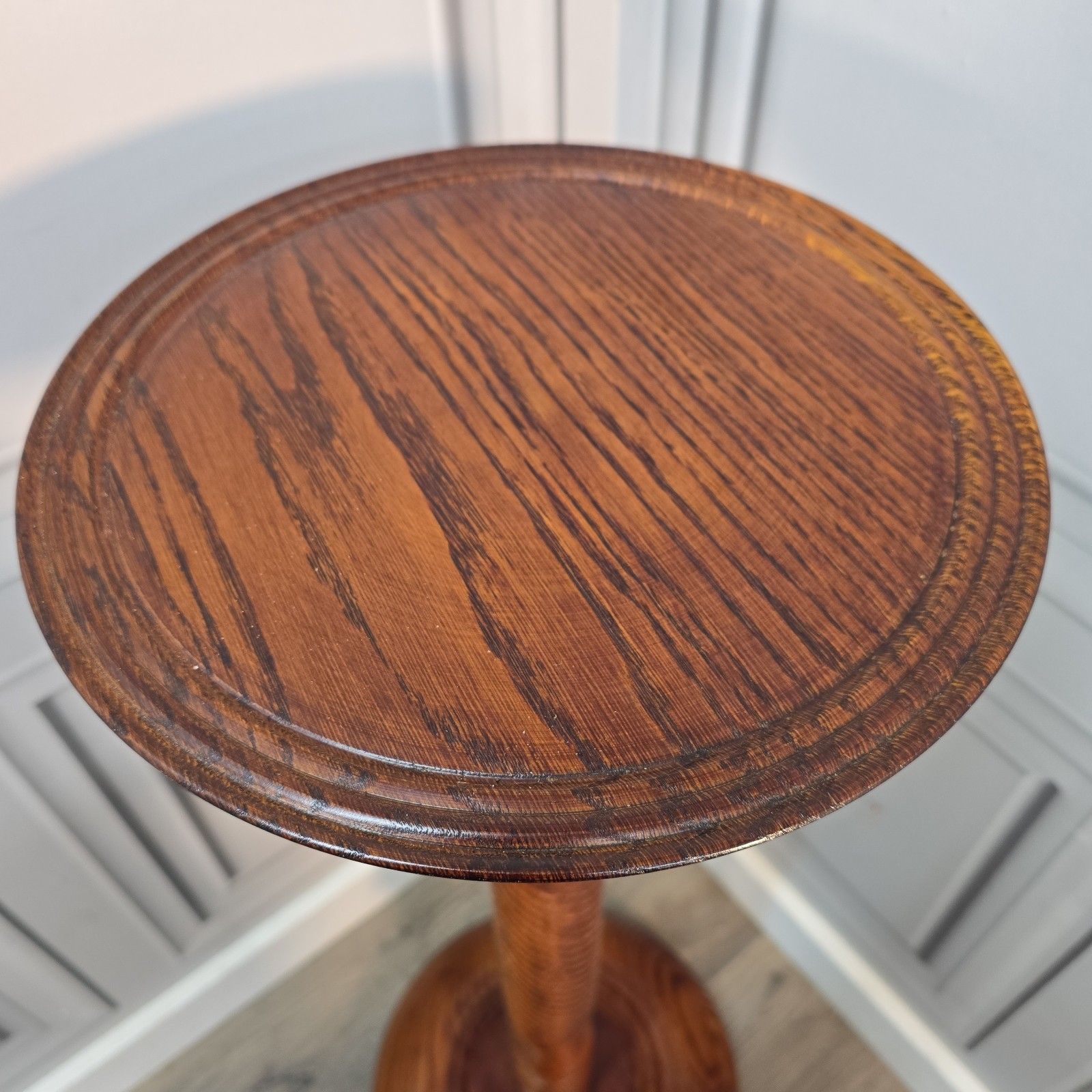 photo vinterior Solid Oak Plant Stand  Rope Twist Wood Table Antique Style Torchiere Jardiniere