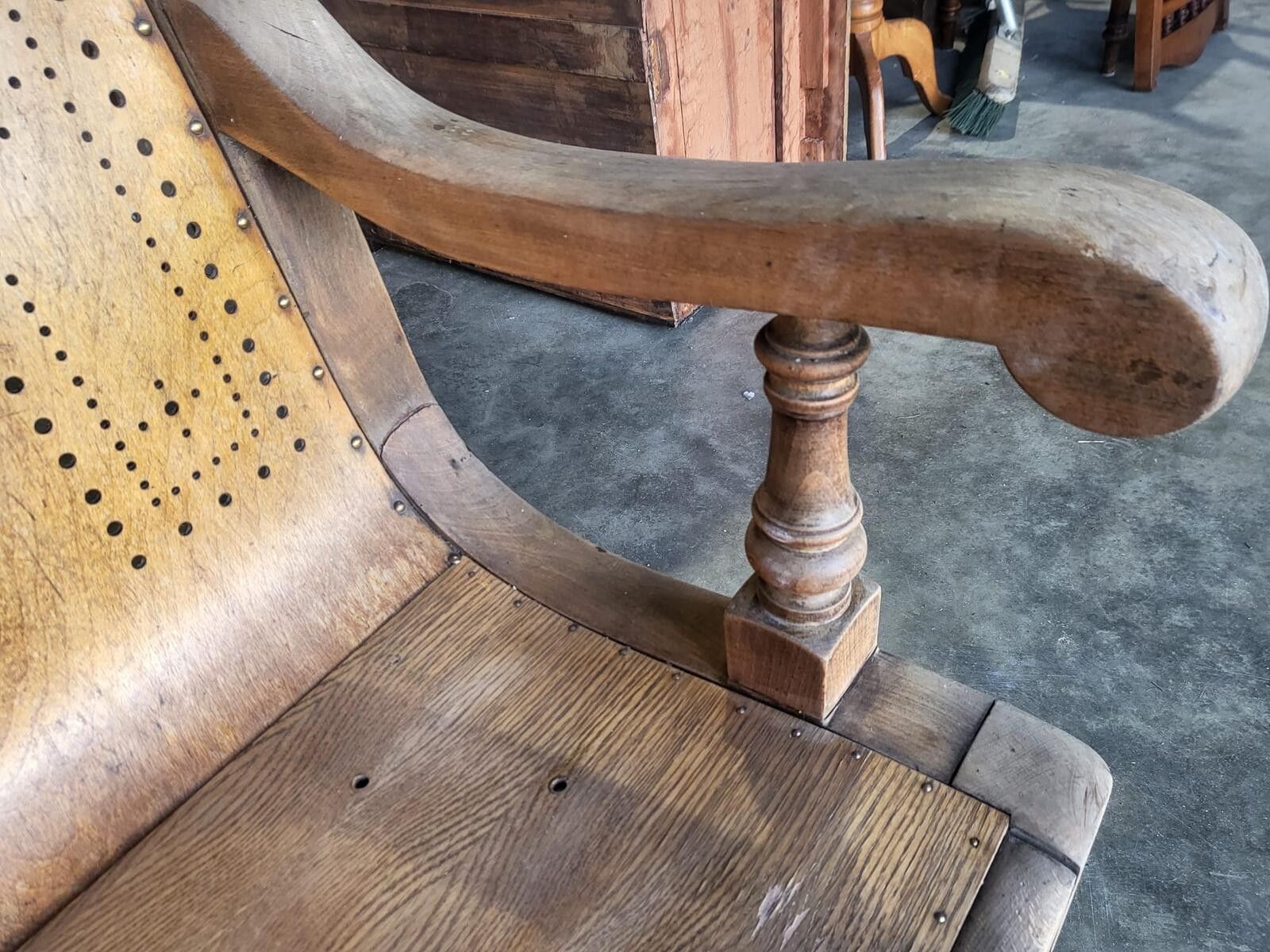 photo for sale Antique Arts And Crafts Bentwood Church Pub Bench Seat