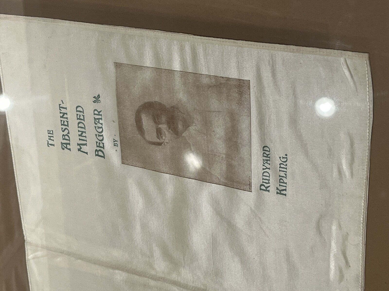 photo for sale 2 Original Framed Silk Souvenir From Garrick Theatre, Rudyard Kipling 1899.