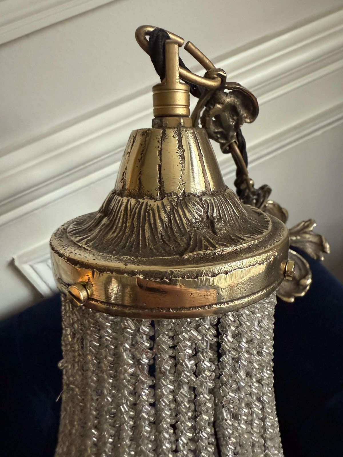 Ormolu Style Crystal Chandelier, Pear Shaped, 28” Drop photo 395.0