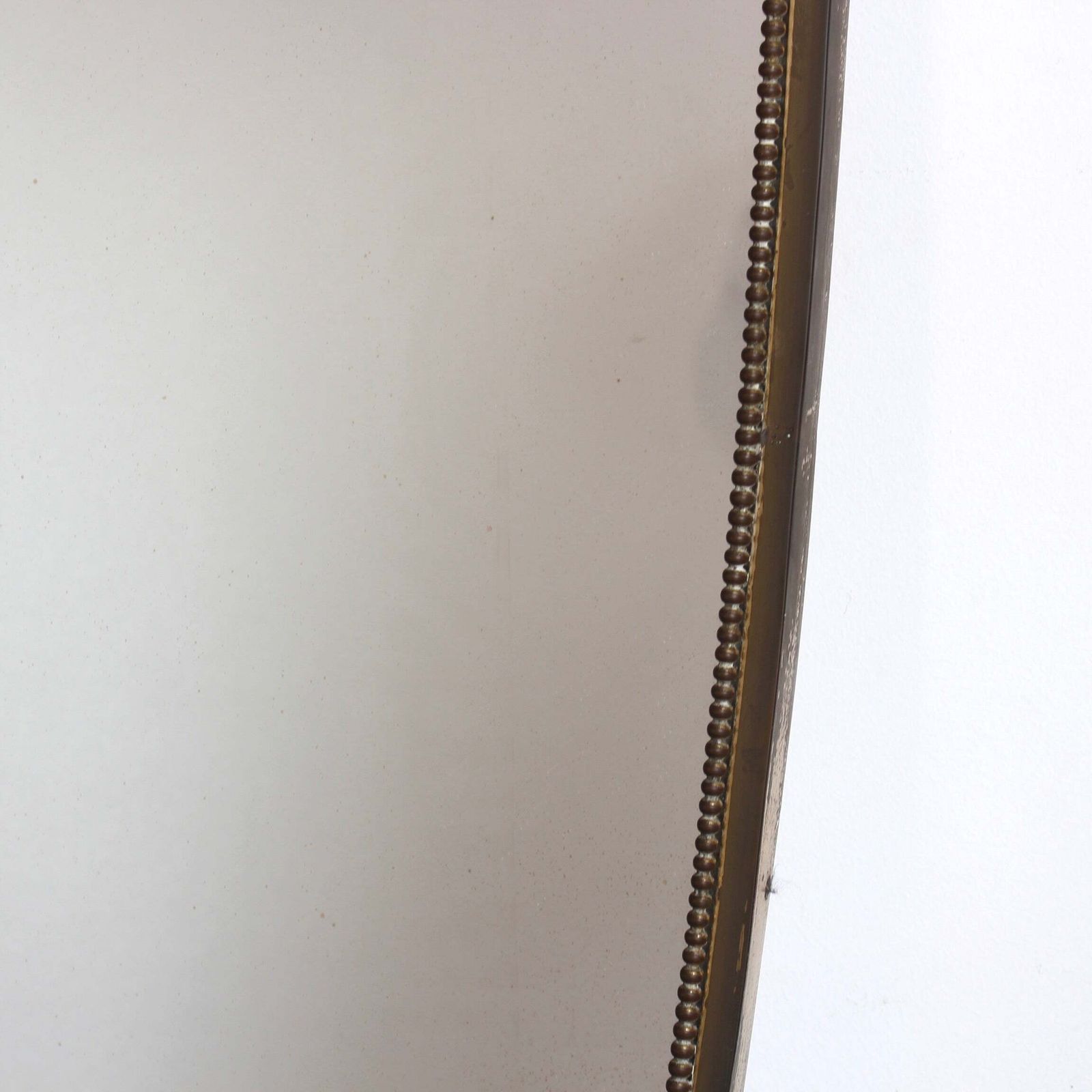 photo furniture Mid Century Italian Wall Mirror With Beaded Brass Frame And Hammered Decoration (Circa 1950s)