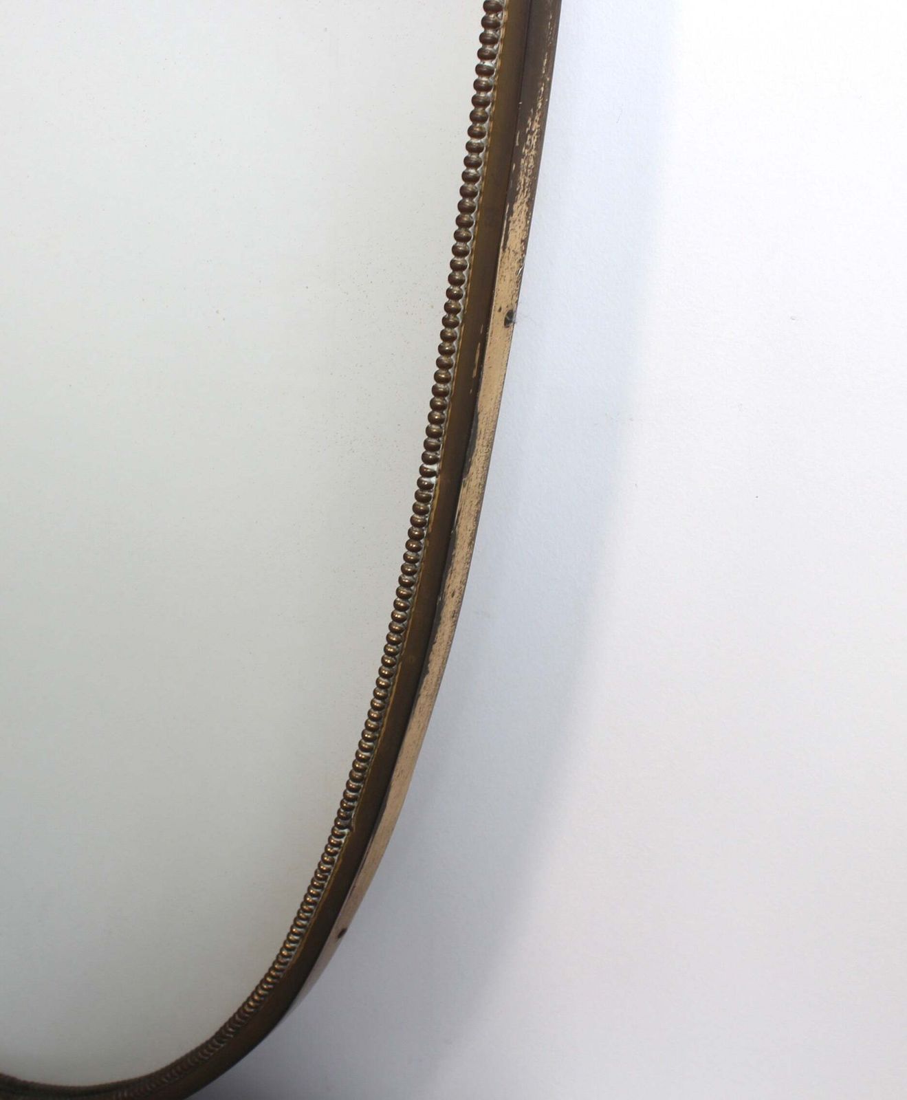 photo buy Mid Century Italian Wall Mirror With Beaded Brass Frame And Hammered Decoration (Circa 1950s)