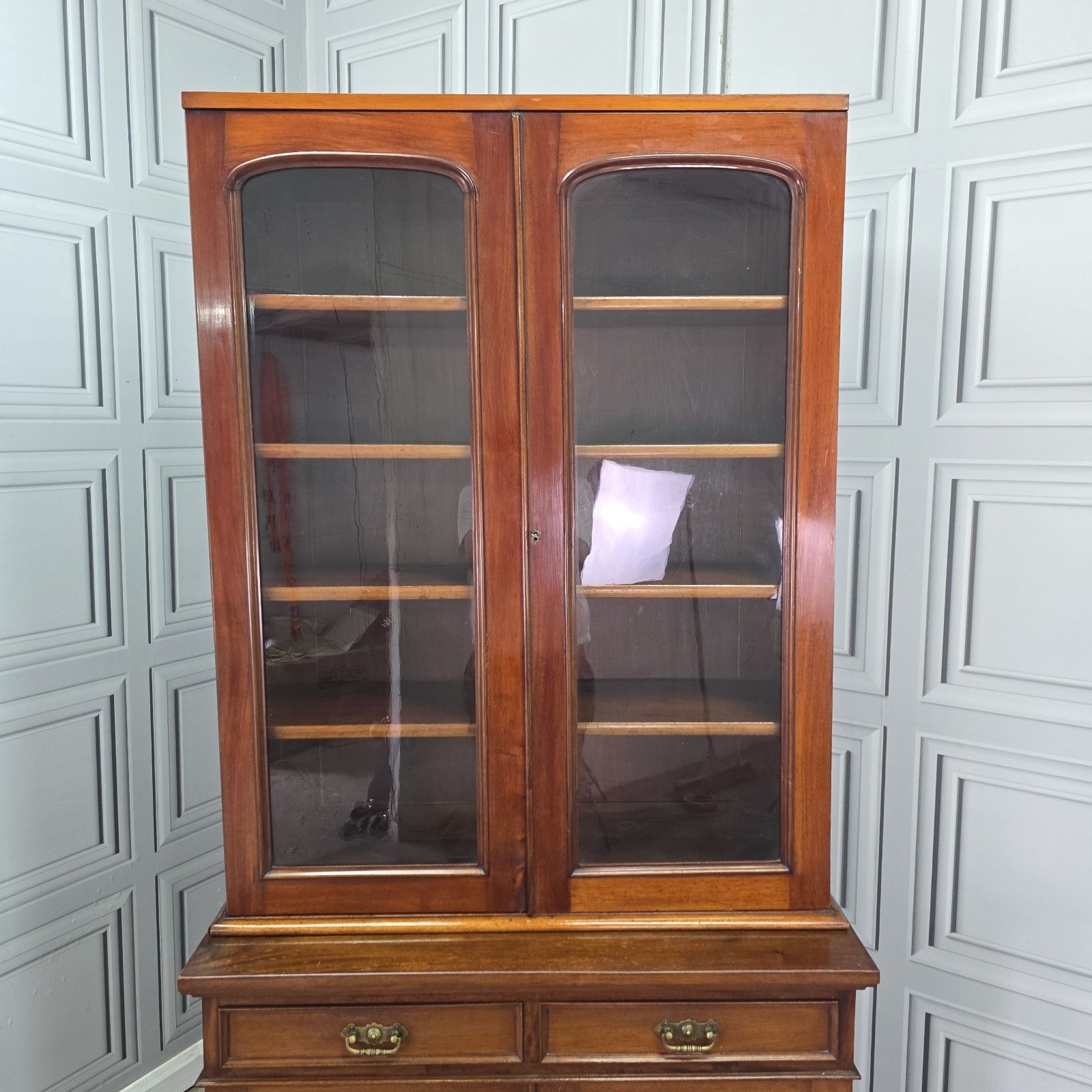 Antique Glazed Library Bookcase Cabinet Mahogany Victorian Shelving Cupboard photo 630.0