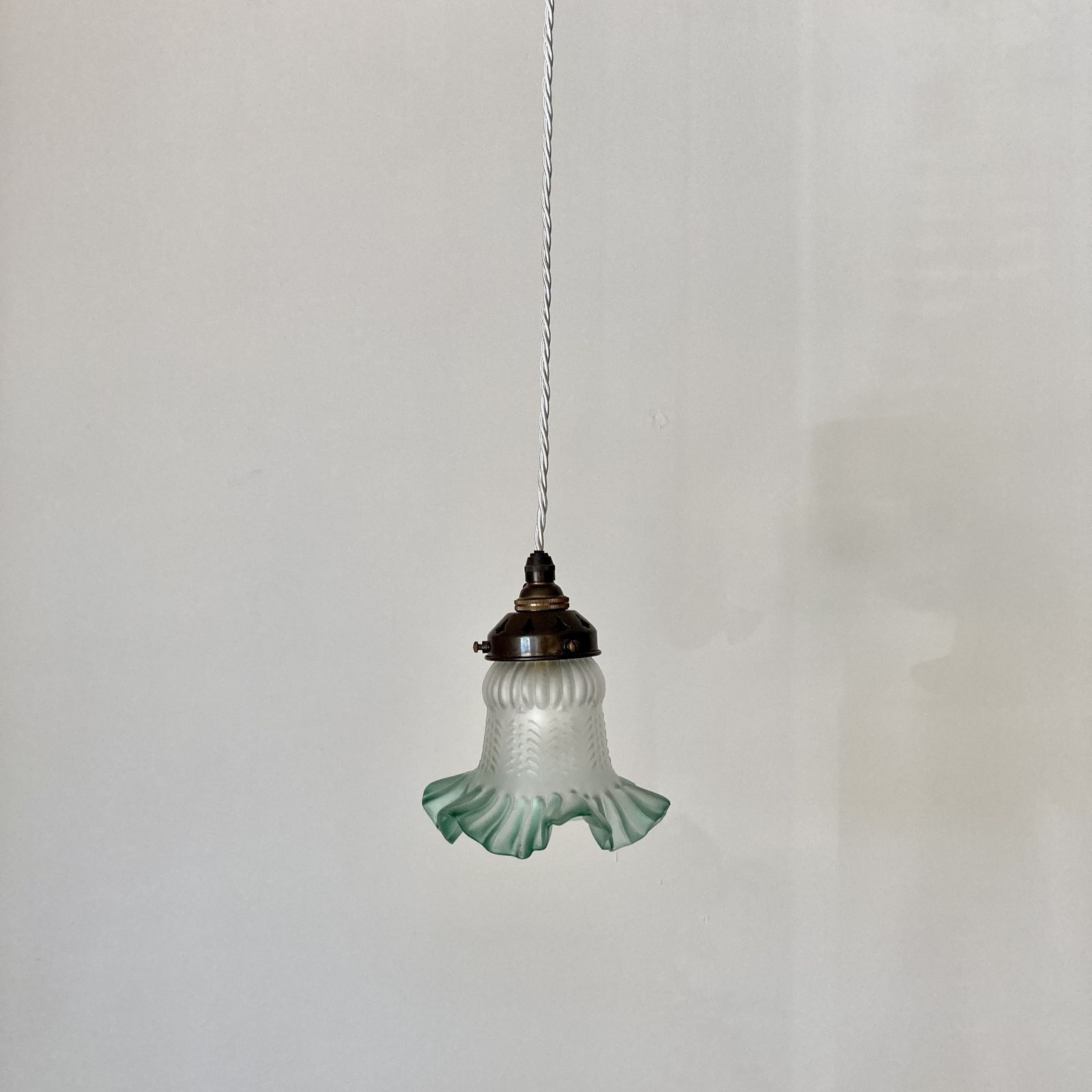 Frosted Green Frilled Glass Shade