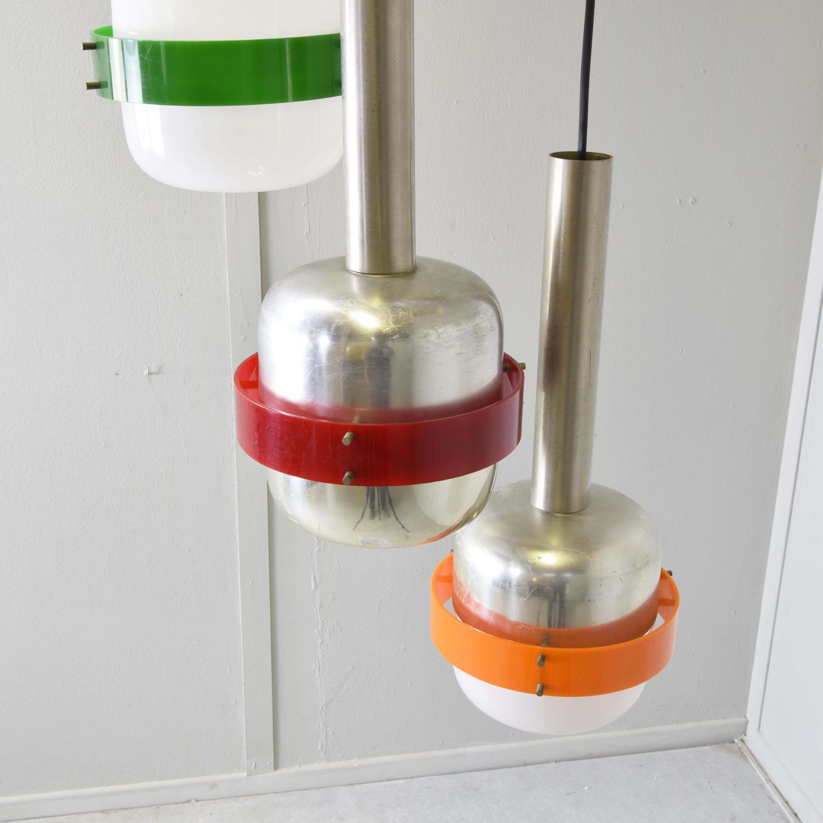 photo for sale Stilnovo Style Pendant Light Five White Plexiglass Elements 1967