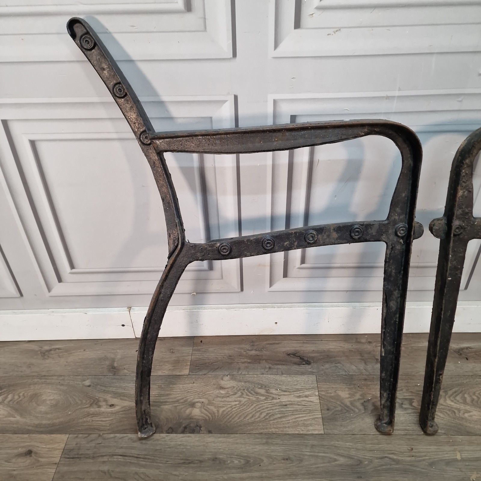 Pair Antique Cast Iron Bench Ends Victorian Garden Bench Supports photo Garden Furniture