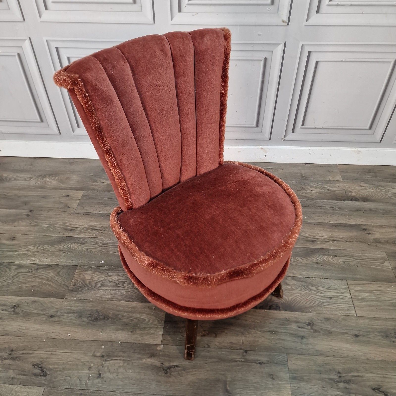 Vintage Cocktail Bedroom Chair Upholstered Shell Back Art Deco Style Seat Retro photo furniture