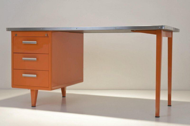 Sheet Steel Desk From Gispen, Netherlands, 1955 photo vinterior