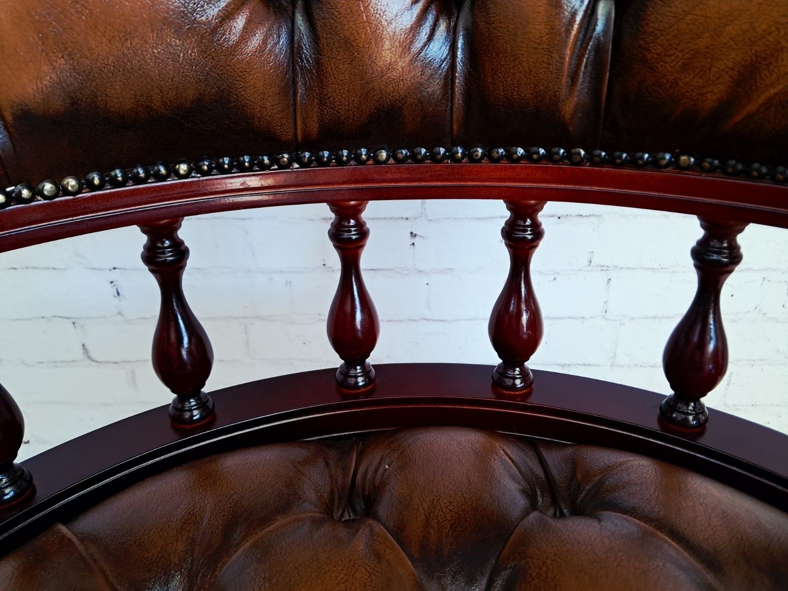 photo furniture Antique Style Captains Chair Chesterfield Style Brown Leather Swivel & Tilt Desk