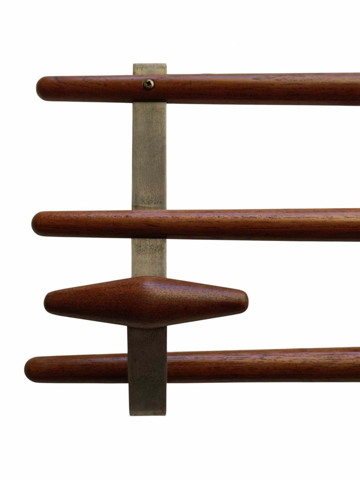 Wood And Chrome Metal Wall Coat Stand, Italy 1960s photo for sale