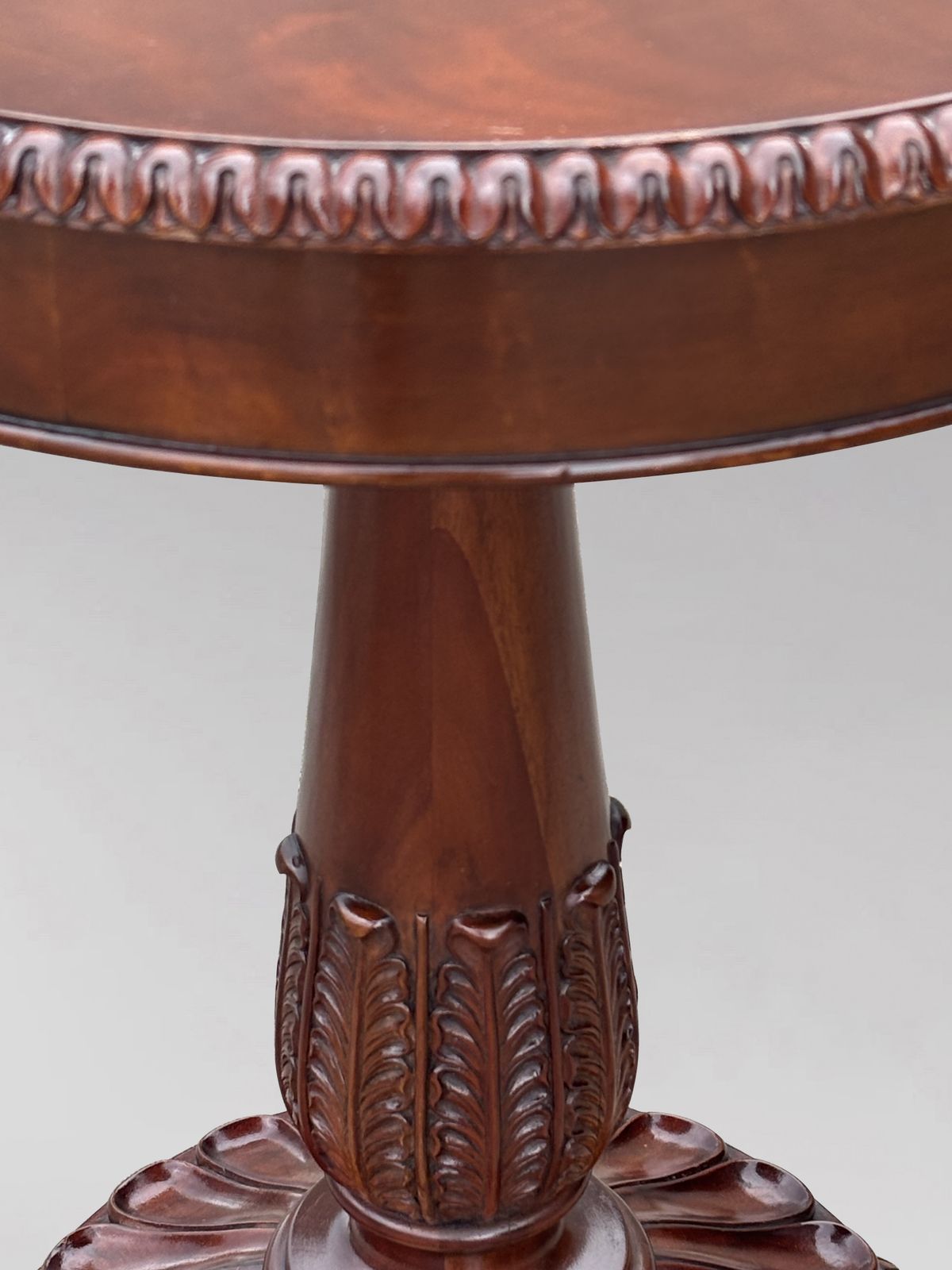 Ralph Lauren Carved Walnut Circular Tripod Table photo for sale