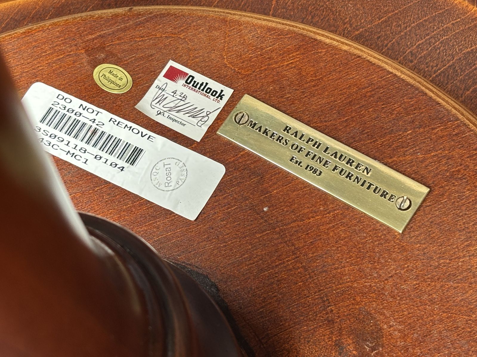 Ralph Lauren Carved Walnut Circular Tripod Table photo 2400.0