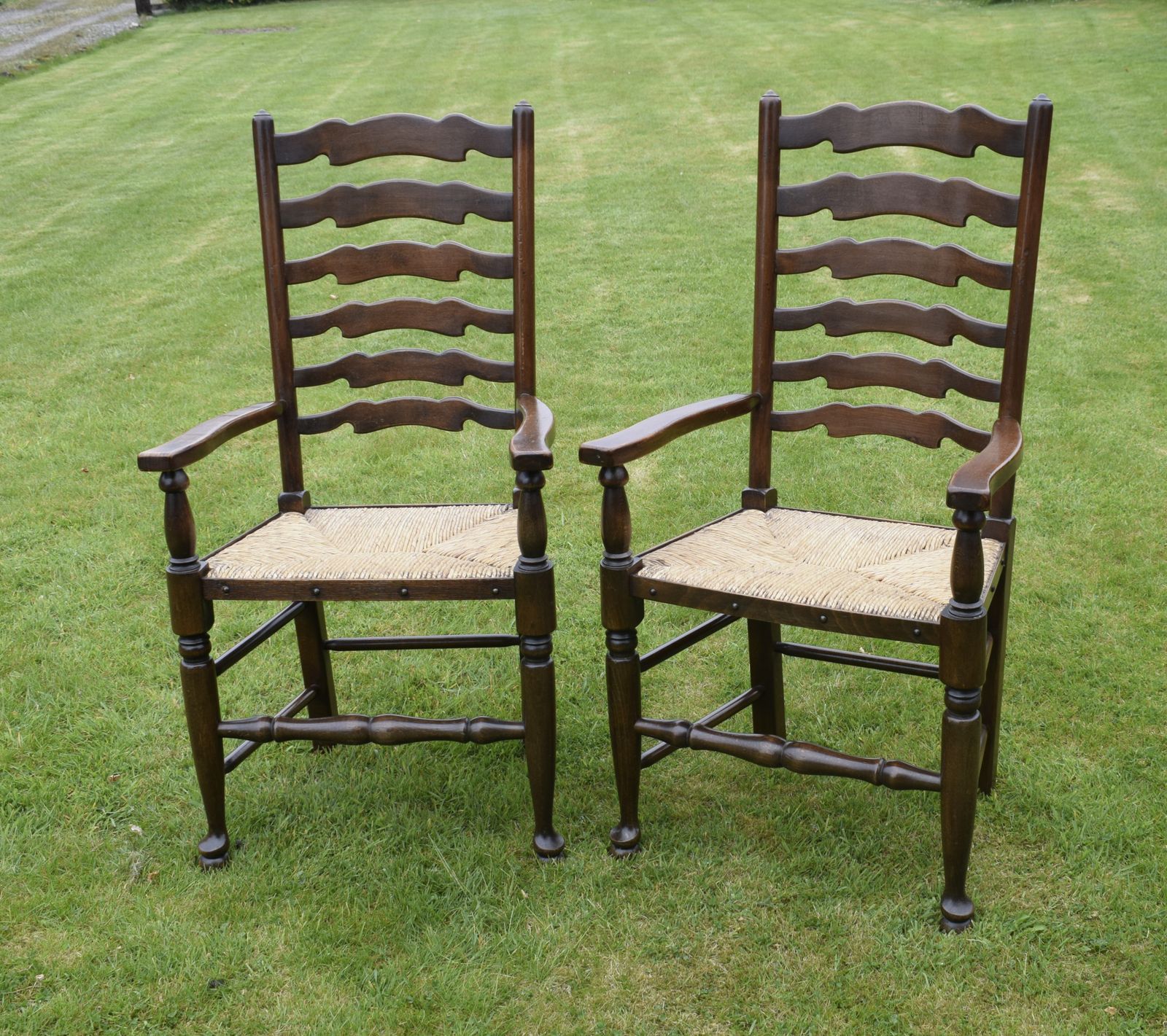 Pair Of Ladder Back Armchairs, 1900s photo for sale