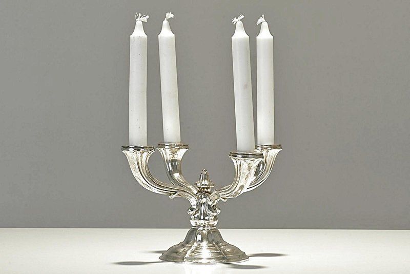 Silver 4 Armed Chandelier, Germany, 1935 photo for sale