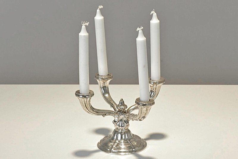 Silver 4 Armed Chandelier, Germany, 1935 photo Lighting