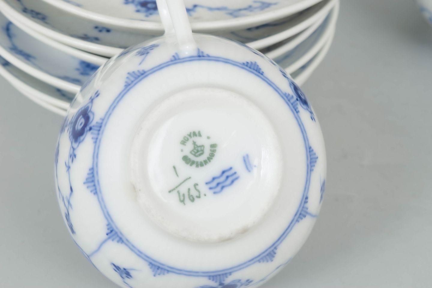 Royal Copenhagen Blue Fluted Plain. Service de six tasses à café et soucoupes en porcelaine photo Décoration