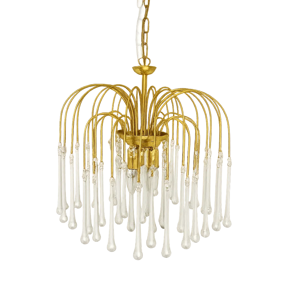 Paolo Venini Style Pendant Lamp – Brass Plated,