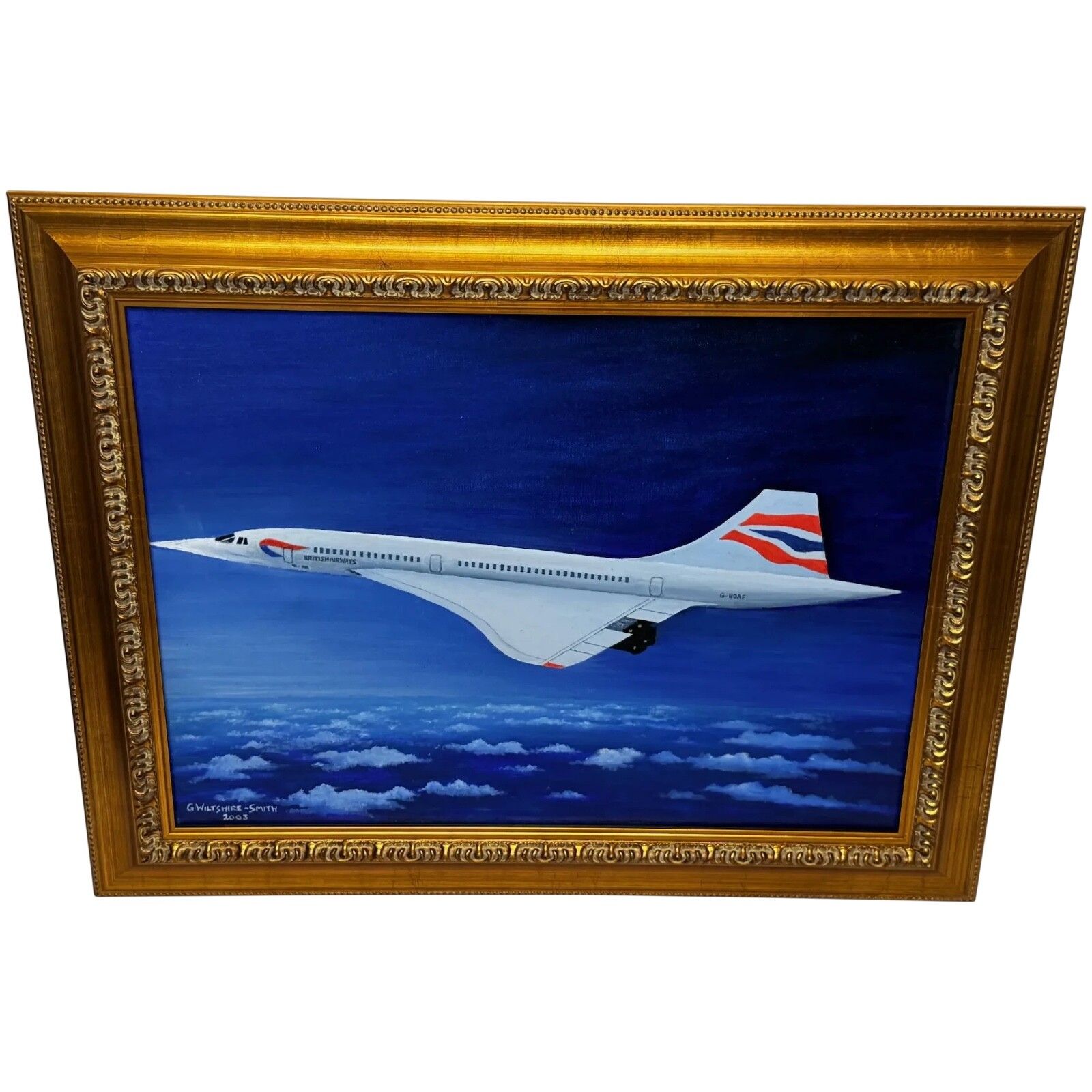 Painting Concorde Last Flight New York To London Gilt Framed