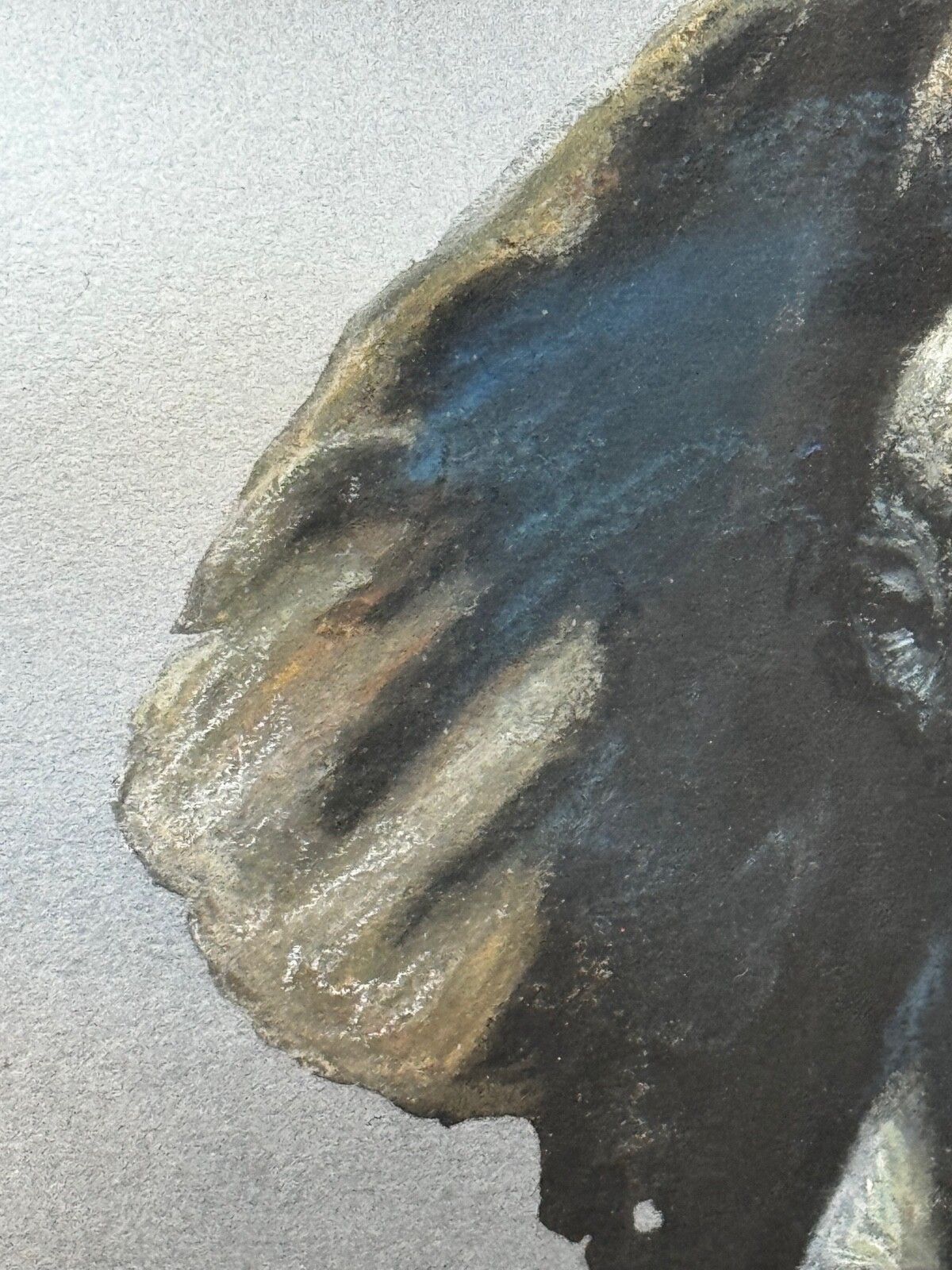 photo vinterior 20e-eeuws schilderij van een aanvallende olifantenstier in het Kruger National Park, gesigneerd Peter Jepson, met tentoonstellingslabel