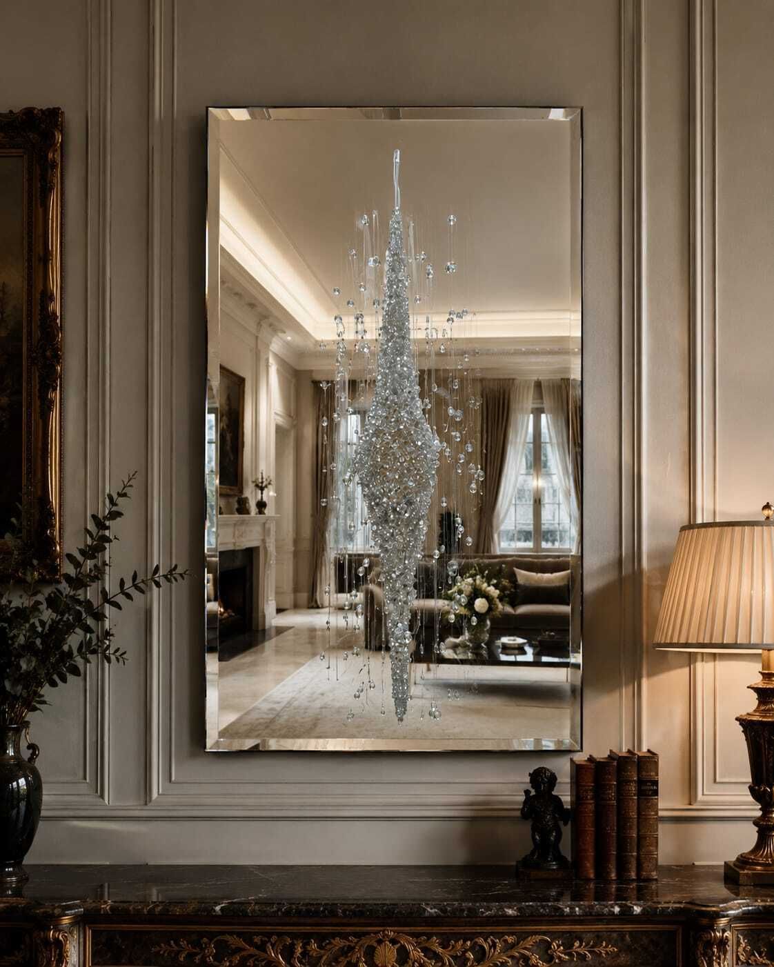 Large Luxury Crystal Art Mirror Bevelled Glass 120x60cm Ooak photo 799.99