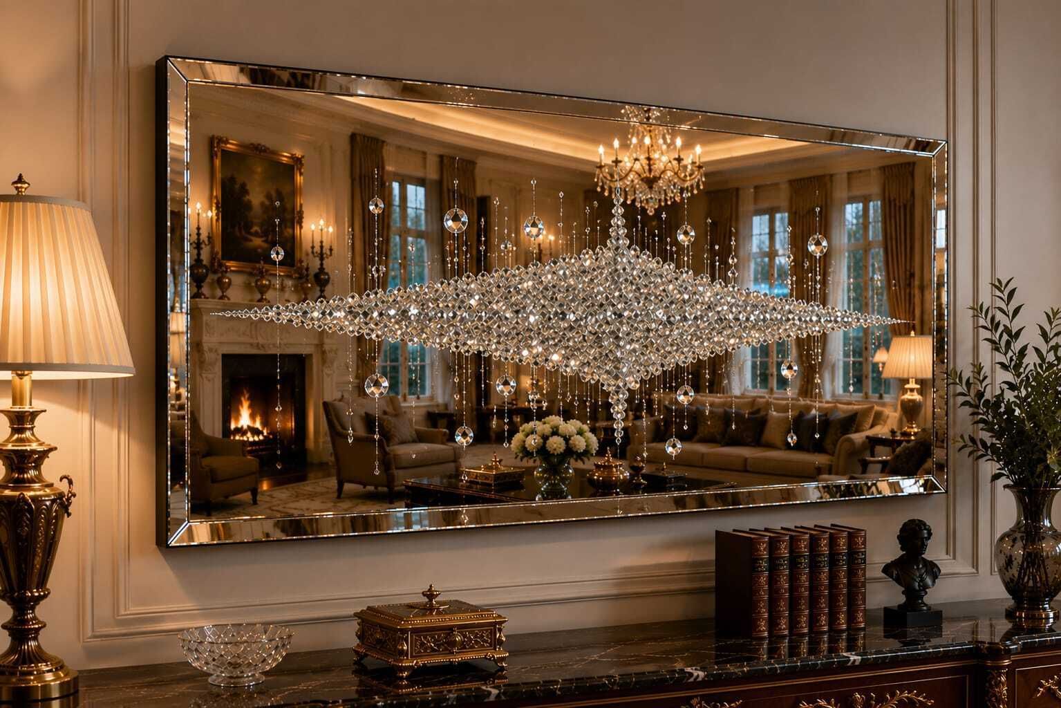 Large Luxury Crystal Art Mirror Bevelled Glass 120x60cm Ooak photo buy