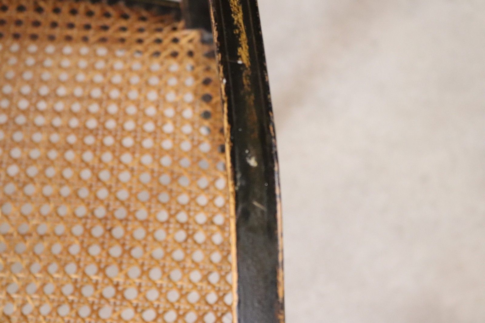 photo vinterior Antique Regency Ebonised Parcel Gilt Painted Elbow Chair Cane Seat Armchair