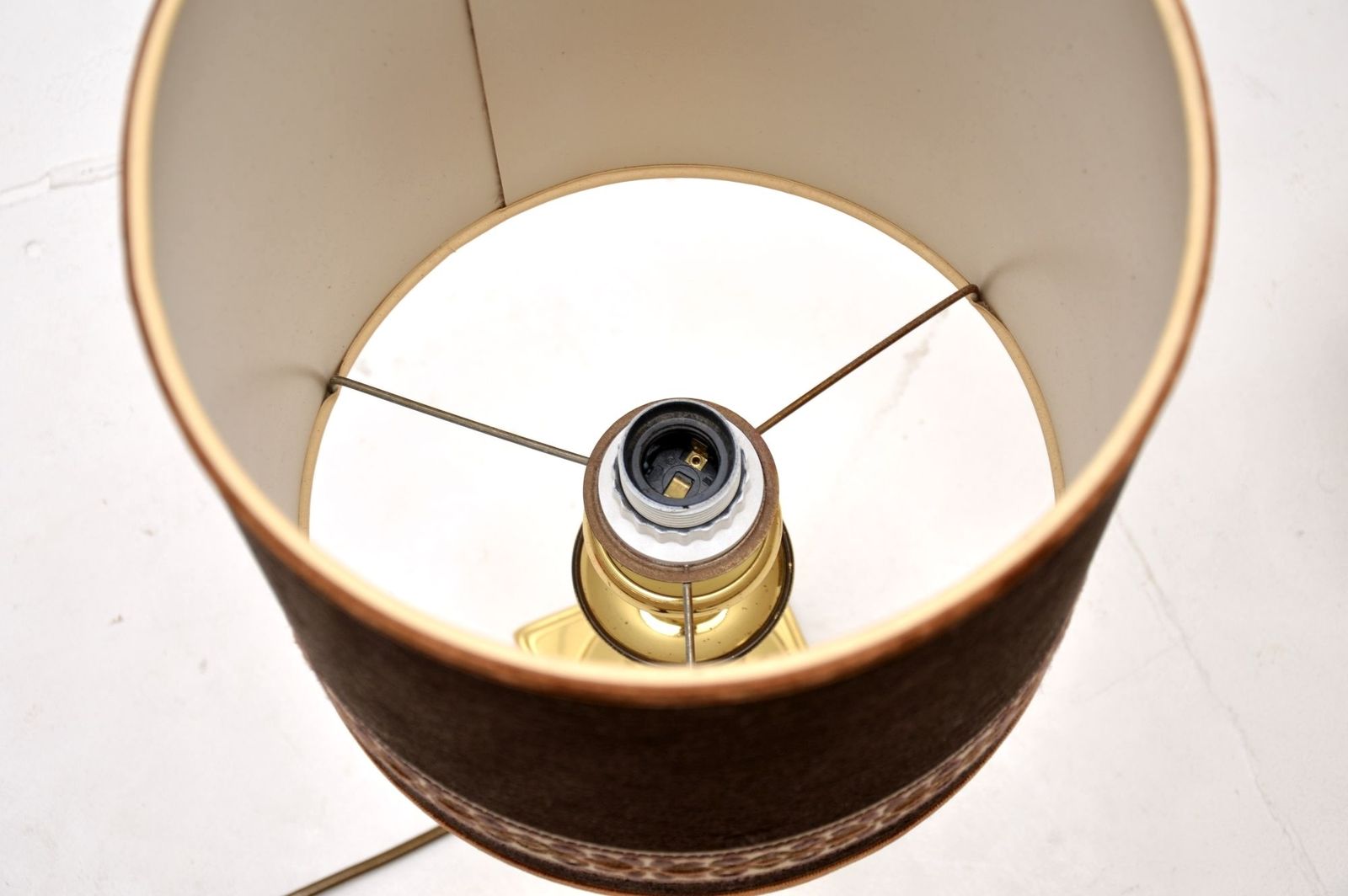 photo furniture Pair Of Vintage Brass Table Lamps With Velvet Shades