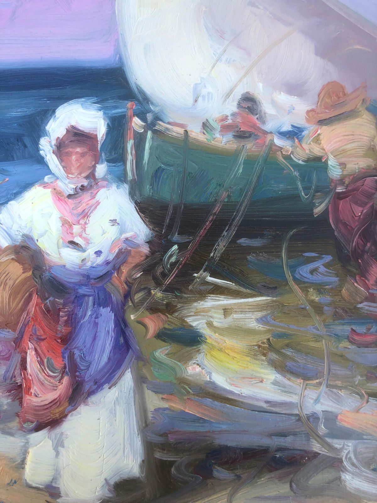 Gabriel Casarrubios – Spaanse vissersvrouwen op Mediterraan strand – post-impressionistisch kustlandschap, ca. 2000 photo Kunst