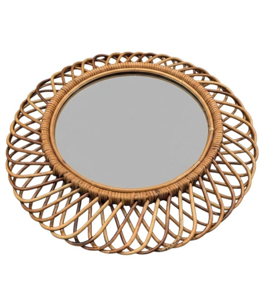 photo vinterior An Italian 1970s Circular Woven Bamboo Mirror By Franco Albini For Bonacina