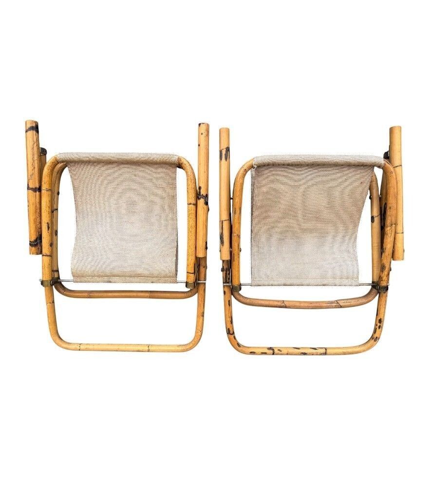 photo vintage A Pair Of 1970s Italian Folding Bamboo Chairs By Dal Vera