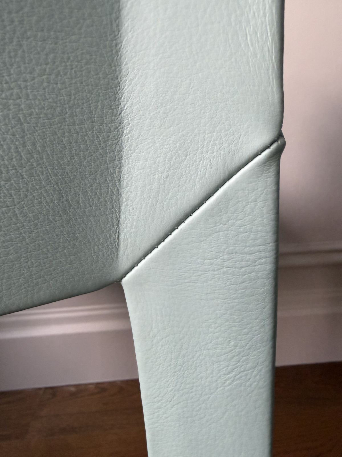 4500.0 Poltrona Frau Lola Dining Chairs Set Of 6 Celadon Leather Armchairs Italy photo