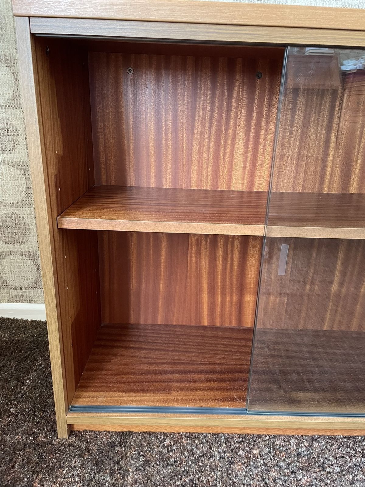 Solid Teak Bookcase With Sliding Glass Doors (Retro Style) photo furniture