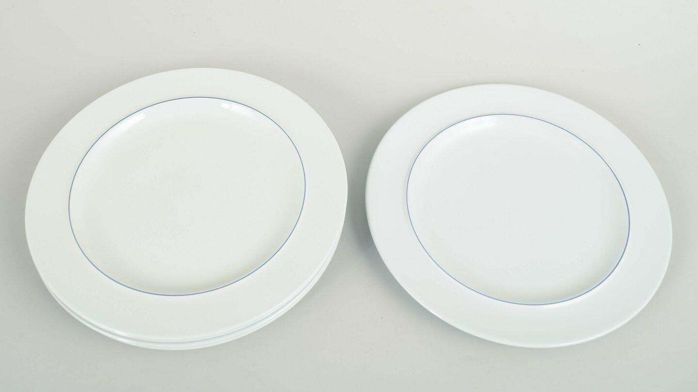 Grethe Meyer For Royal Copenhagen. Set Of Five Blue Line Lunch Plates In Faience photo furniture