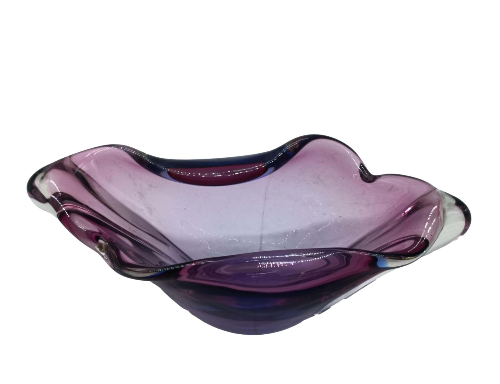 Flavio Poli For Seguso Purple Submerged Murano Glass Centerpiece, 1960s photo Home Decor