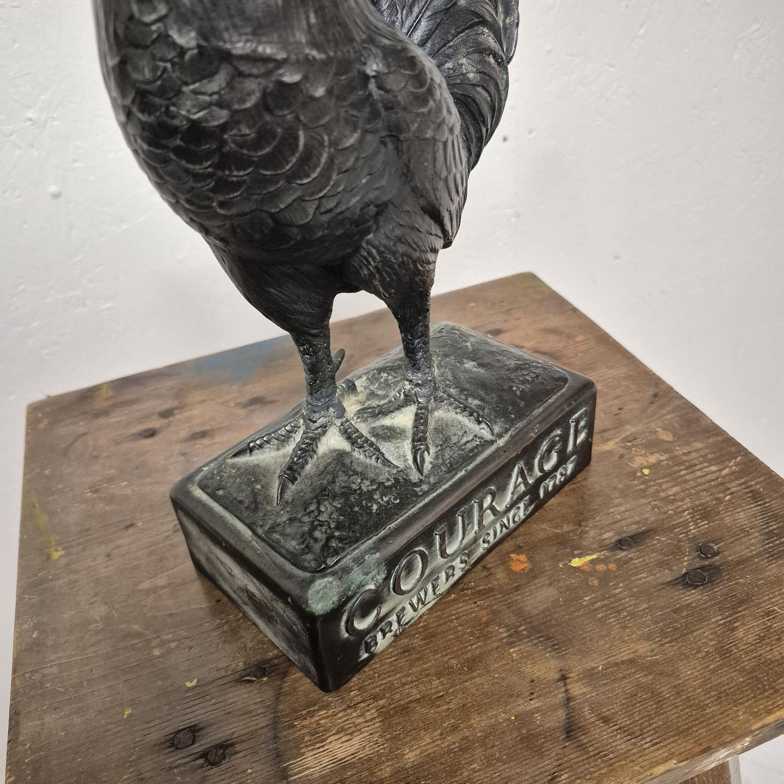 Advertising Courage Ales Brewery Cast Bronze Metal Cockerel Figure photo vinterior