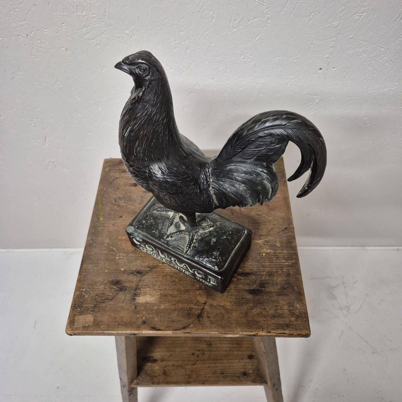 photo for sale Advertising Courage Ales Brewery Cast Bronze Metal Cockerel Figure