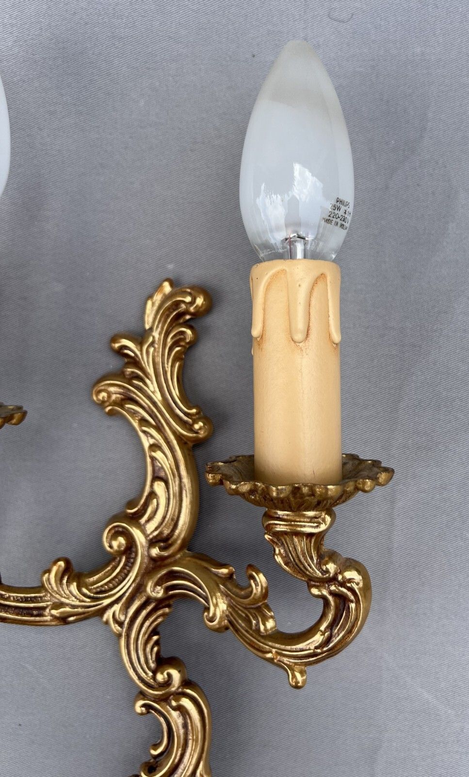 Pair Of Wall Sconces Vintage French Style Brass Decorative Wall Lamps Lot 6007 photo vintage