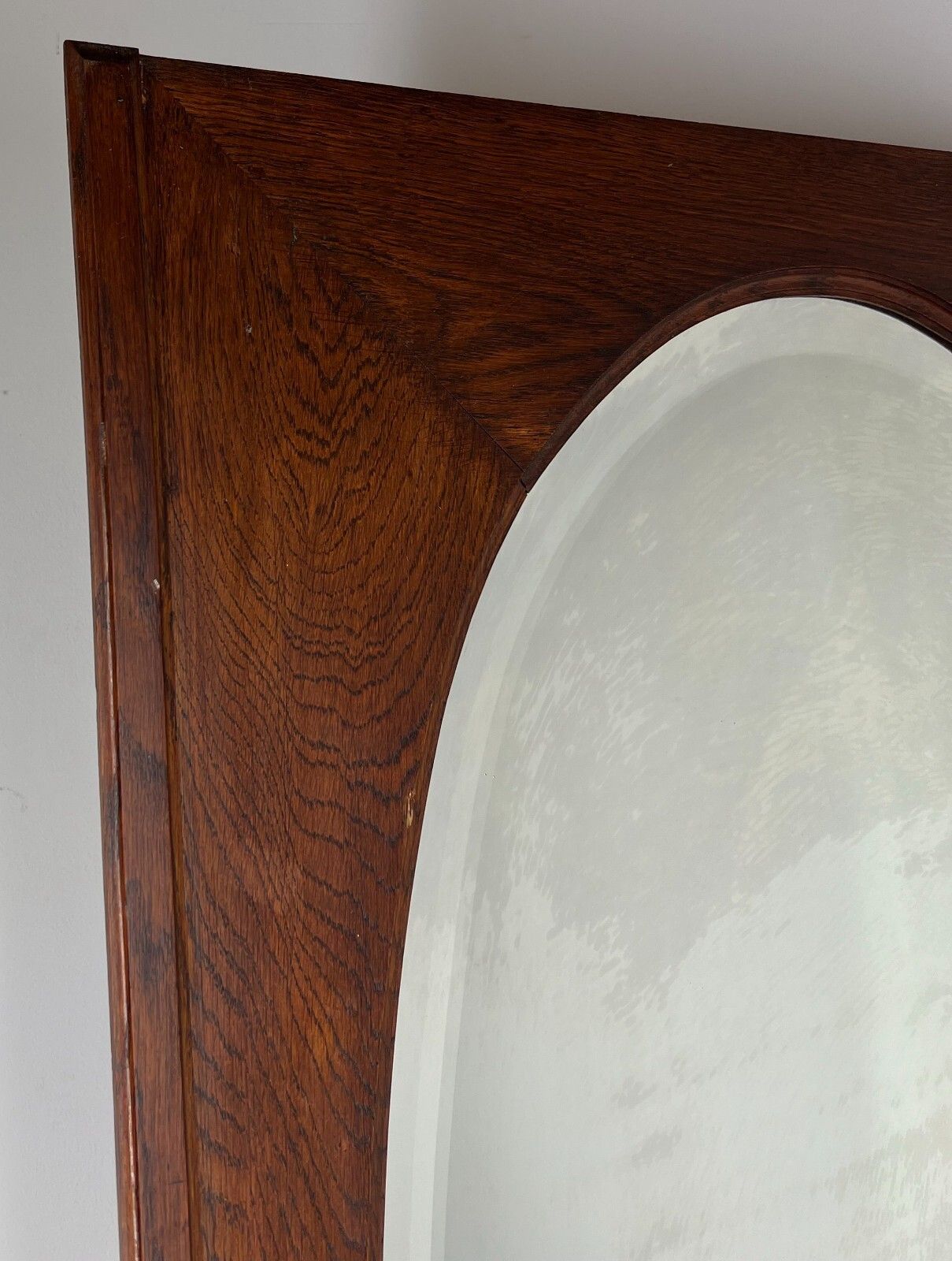 Mirror Antique French Oak Mirror Oval Glass Panel Decorative Frame Lot 3120 photo furniture