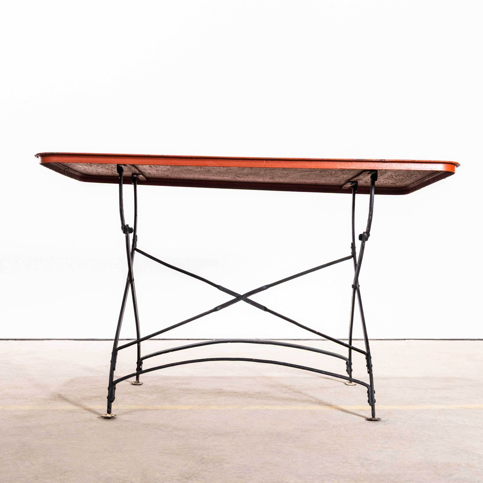 1950's Red Heavy Weight French Garden Folding Table photo vintage