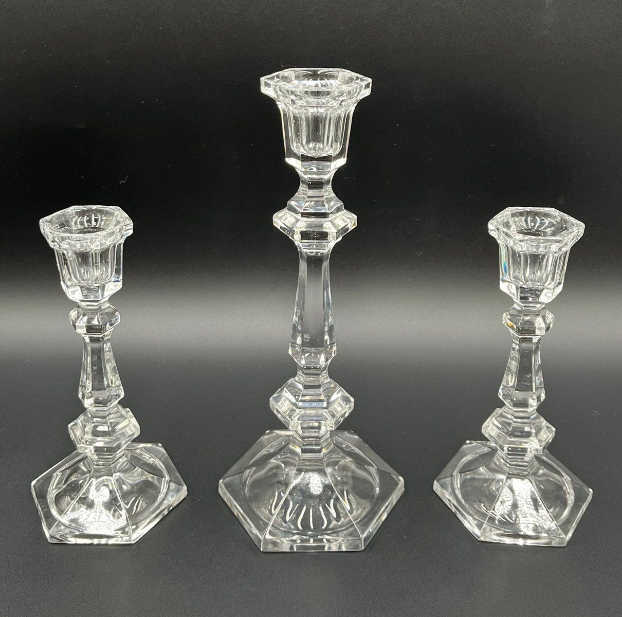 Classic Vintage Cut Glass Candle Holders By Baccarat, 1950s, Set Of 3 photo furniture