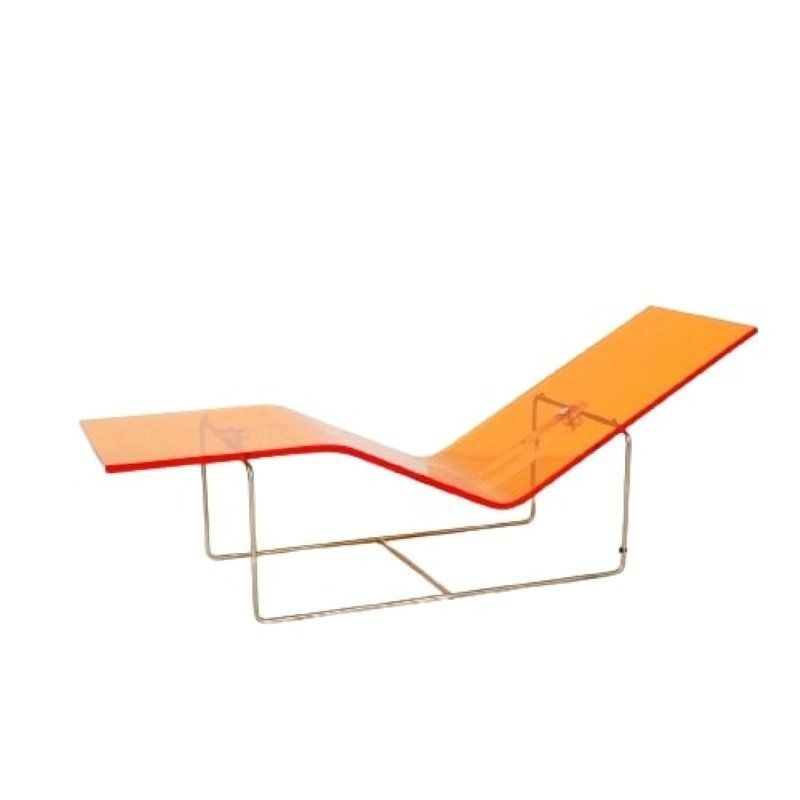 Postmodern Futurism Out/In Chaise Longue In Amber Colored Acrylic By Jean Marie Massaud For Driade, 2001